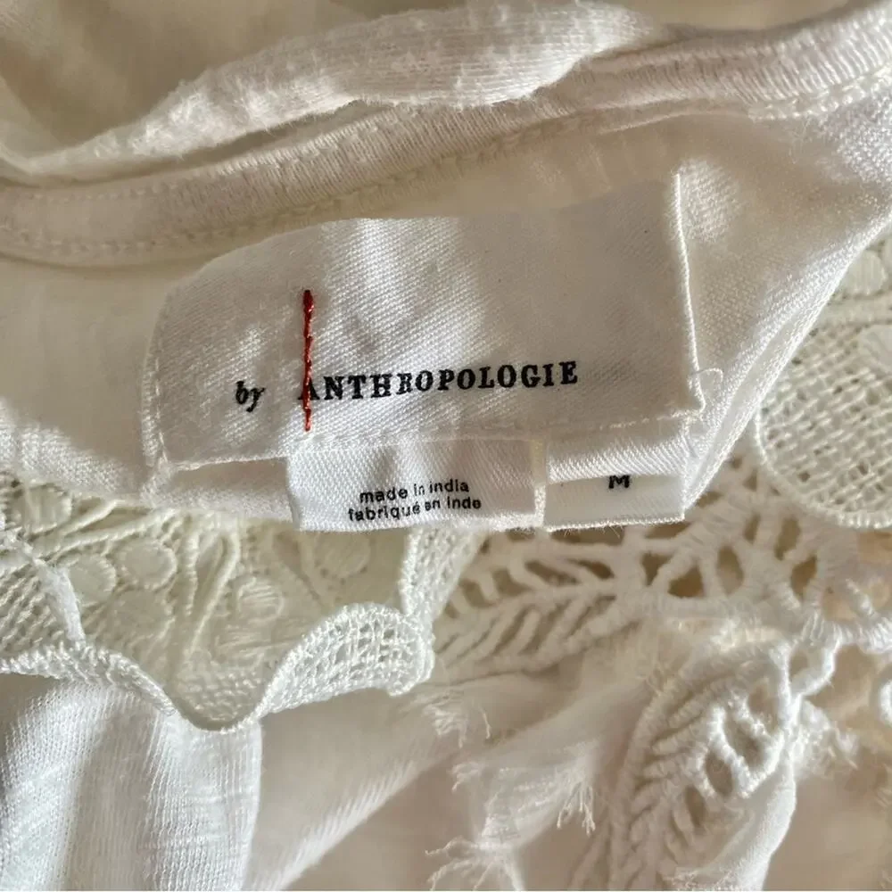 By Anthropologie V-Neck Cream Lace Women's Top size medium - Picture 10 of 10